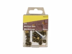 24 Nieten Mit Werkzeug Atmessing 9mm Rostfrei