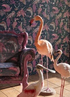 Clarke & Clarke Samt Velours Möbelstoff Audubon Pink Velvet -Modegeschäft Für Inneneinrichtung ANIMALIA 77neu