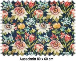 Clarke & Clarke Samt Velours Möbelstoff Paradise Navy -Modegeschäft Für Inneneinrichtung Clarke und Clarke Floral Florish Paradise Midnight Velvet 1