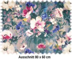 Clarke & Clarke Samt Velours Möbelstoff Rugosa Violett -Modegeschäft Für Inneneinrichtung Clarke und Clarke Floral Florish Rugosa Damson Velvet