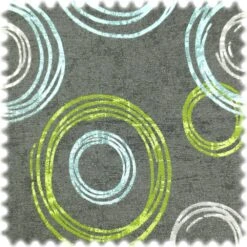 Jacquard Flachgewebe Möbelstoff Circle Anthrazit / Türkis / Grün
