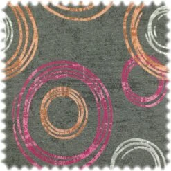 Jacquard Flachgewebe Möbelstoff Circle Anthrazit / Pink / Orange