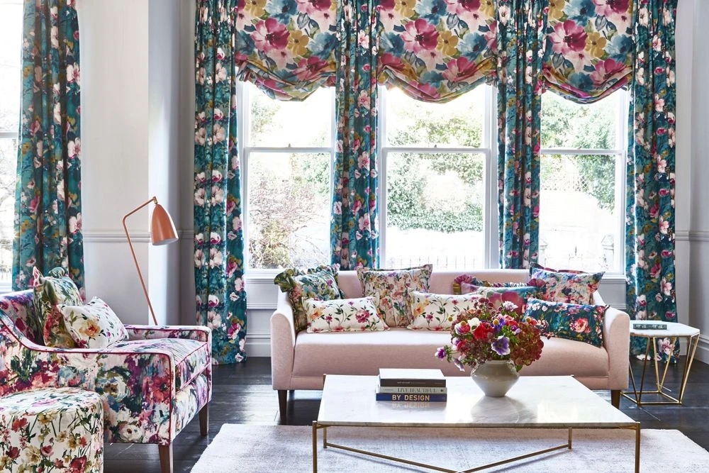 Clarke & Clarke Samt Velours Möbelstoff Wild Meadow Türkis 4 Clarke & Clarke Samt Velours Möbelstoff Wild Meadow Türkis – Bild 4