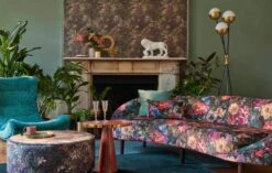 Clarke & Clarke Samt Velours Möbelstoff Congo Amethyst/Emerald Velvet -Modegeschäft Für Inneneinrichtung Exotica 235915