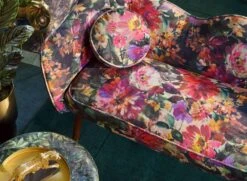 Clarke & Clarke Samt Velours Möbelstoff Tahiti Fuchsia Velvet -Modegeschäft Für Inneneinrichtung Exotica 236411