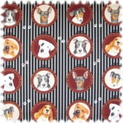 Farbdruck Möbelstoff Hunde Schwarz / Grau / Oxidrot