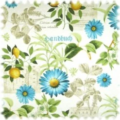Farbdruck Möbelstoff Botanik Weiss / Petrol / Grün
