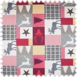 Farbdruck Möbelstoff Elch Bordeaux / Rot / Beige