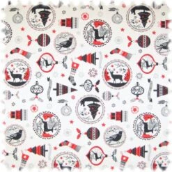Auslaufware! Farbdruck Möbelstoff Weihnachten Perlweiss / Rot / Schwarz