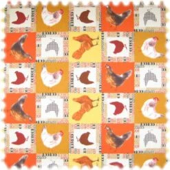 Auslaufware! Farbdruck Möbelstoff Huhn Orange / Gelb