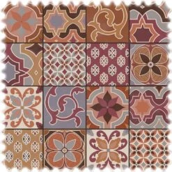 Naturfaser Baumwoll Möbelstoff Lissabon Terracotta Im Azulejos Design