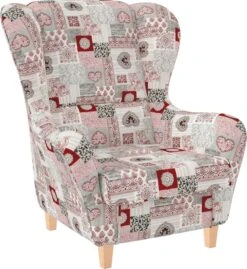 Jacquard Flachgewebe Möbelstoff Herz Rot Im Patchwork Design -Modegeschäft Für Inneneinrichtung Herz Sessel 4Rot