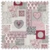 Jacquard Flachgewebe Möbelstoff Herz Rot Im Patchwork Design