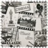 Jacquard Flachgewebe Möbelstoff Cinema Schwarz / Weiß