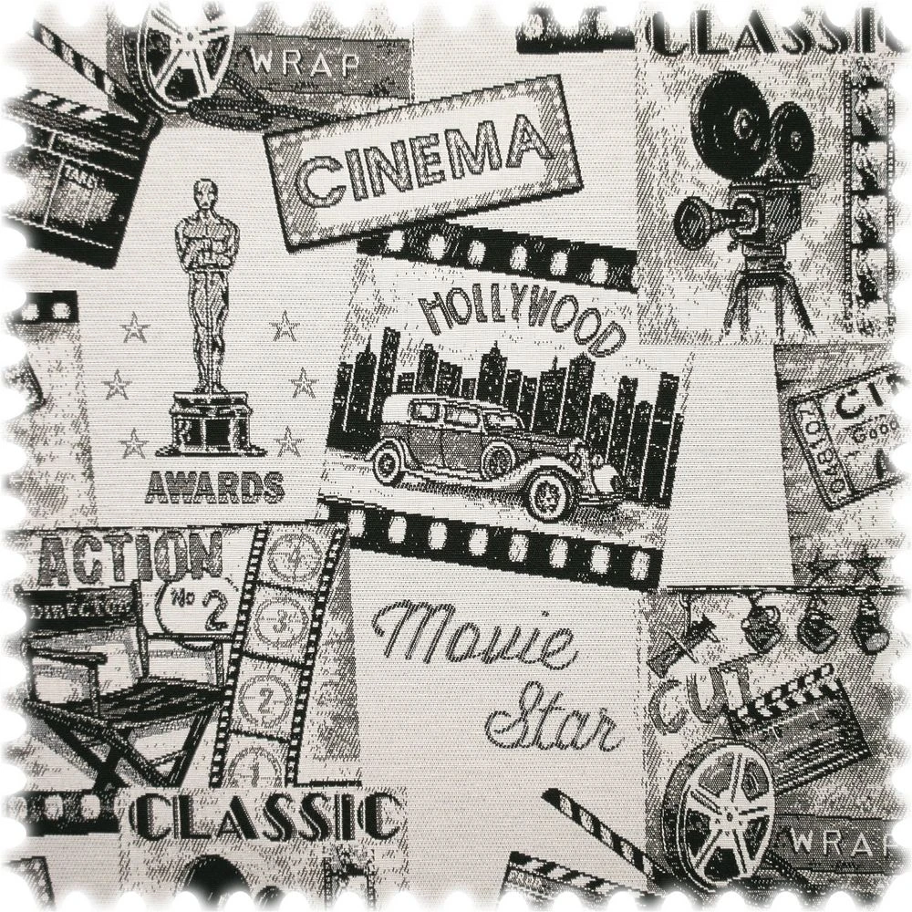 Jacquard Flachgewebe Möbelstoff Cinema Schwarz / Weiß 1 Jacquard Flachgewebe Möbelstoff Cinema Schwarz / Weiß