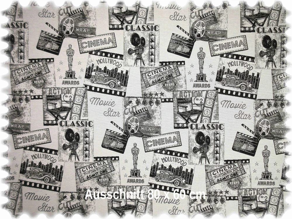 Jacquard Flachgewebe Möbelstoff Cinema Schwarz / Weiß 3 Jacquard Flachgewebe Möbelstoff Cinema Schwarz / Weiß – Bild 3