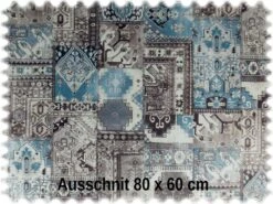 Samt Velours Möbelstoff Orient Türkis Mit Fleckschutz -Modegeschäft Für Inneneinrichtung Orient Blau 2