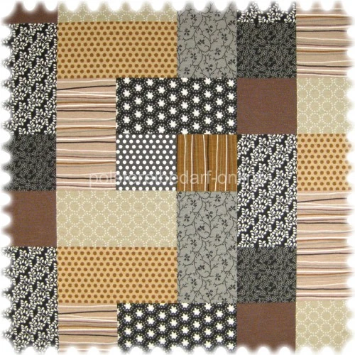 Farbdruck Möbelstoff Patchwork Braun 1 Farbdruck Möbelstoff Patchwork Braun