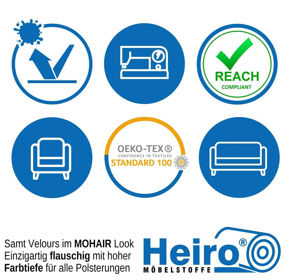 Hochwertiger Samt Möbelstoff MOHAIR LOOK Beige Mit Fleckschutz 3 Hochwertiger Samt Möbelstoff MOHAIR LOOK Beige Mit Fleckschutz – Bild 3