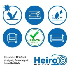 Samt Velours Möbelstoff Uni Blau Mit Fleckschutz -Modegeschäft Für Inneneinrichtung Polstereibedarf Online Anwendungsgrafik Samt Velours Uni 5