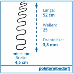 Nosag Wellenfeder 52cm X 4,5cm Stärke 3,8mm 9 Nosag Wellenfeder 52cm X 4,5cm Stärke 3,8mm -Modegeschäft Für Inneneinrichtung Wellenfelder 52 3