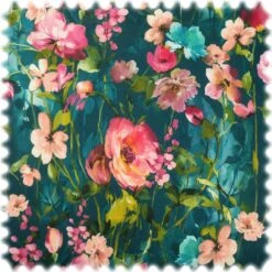 Clarke & Clarke Samt Velours Möbelstoff Wild Meadow Türkis