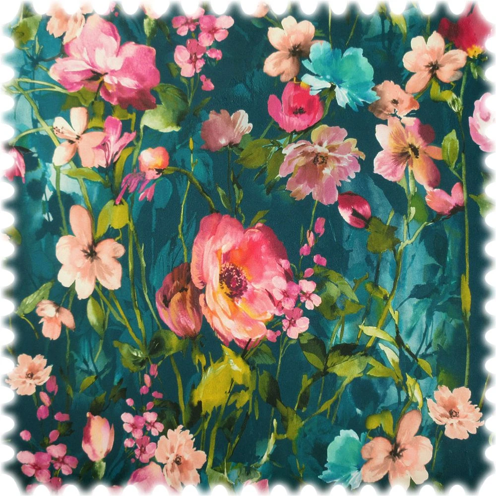 Clarke & Clarke Samt Velours Möbelstoff Wild Meadow Türkis 1 Clarke & Clarke Samt Velours Möbelstoff Wild Meadow Türkis