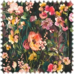 Clarke & Clarke Samt Velours Möbelstoff Wild Meadow Schwarz